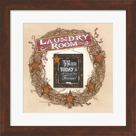 Framed Laundry Room Wreath Print