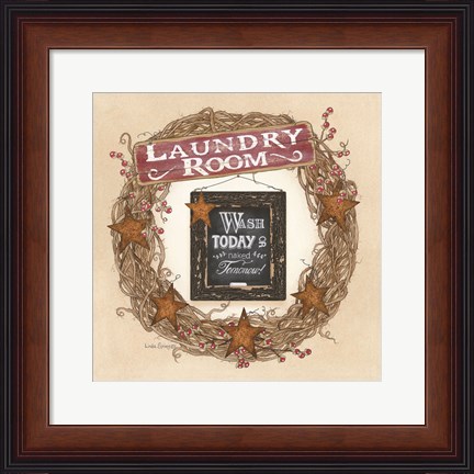 Framed Laundry Room Wreath Print