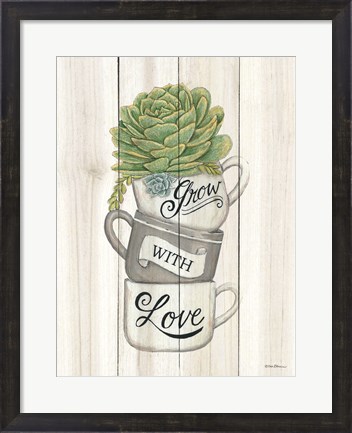 Framed Grow with Love Succulents Print