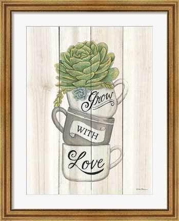 Framed Grow with Love Succulents Print