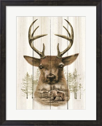Framed Deer Wilderness Portrait Print