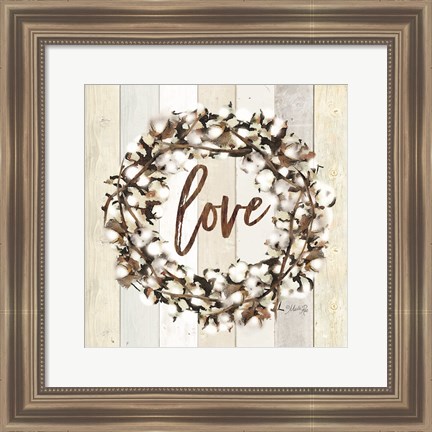 Framed Love Cotton Wreath Print