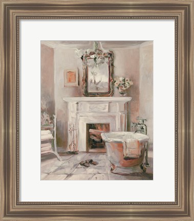 Framed French Bath IV Gray and Blush Print