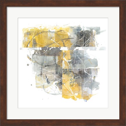 Framed Moving in and Out of Traffic II Yellow Grey Print