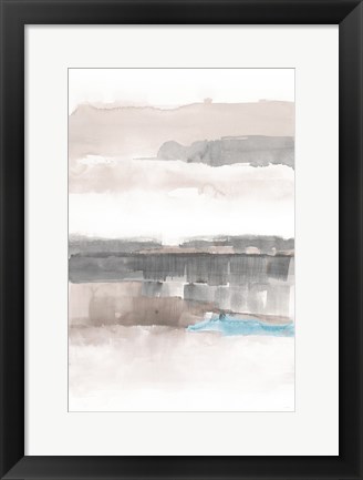 Framed Influence of Line and Color Neutral Aqua Print