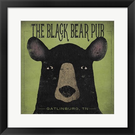 Framed Black Bear Pub Print