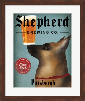 Framed German Shepherd Brewing Co Pittsburgh Black Print