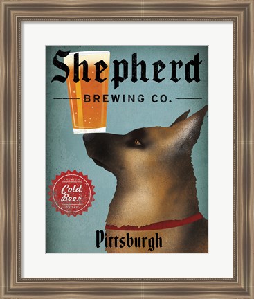 Framed German Shepherd Brewing Co Pittsburgh Black Print