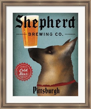 Framed German Shepherd Brewing Co Pittsburgh Black Print