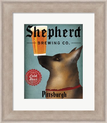 Framed German Shepherd Brewing Co Pittsburgh Black Print