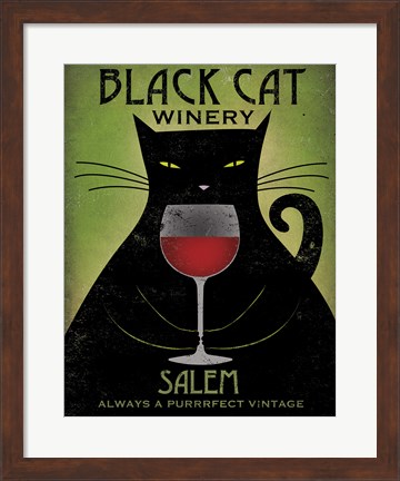 Framed Black Cat Winery Salem Print