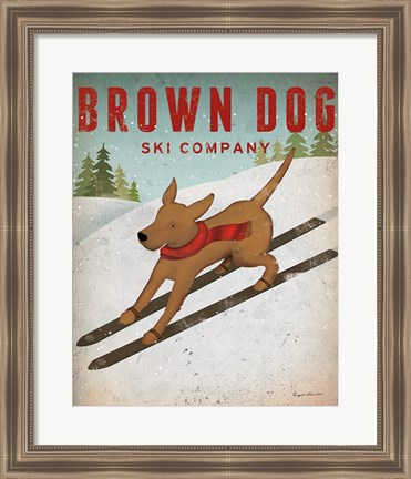 Framed Brown Dog Ski Co Print