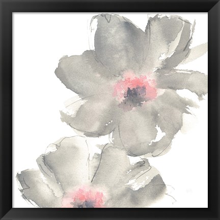 Framed Gray Blush Cosmos II on White Print