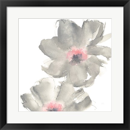 Framed Gray Blush Cosmos II on White Print