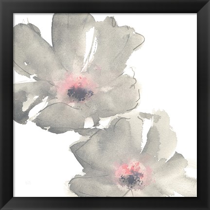 Framed Gray Blush Cosmos I on White Print