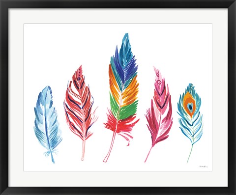 Framed Rainbow Feathers IV Print