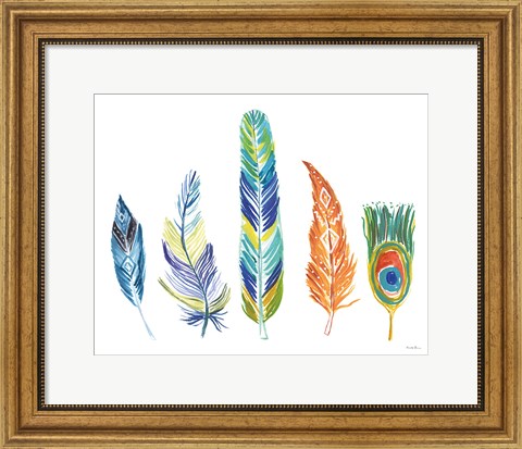 Framed Rainbow Feathers III Print