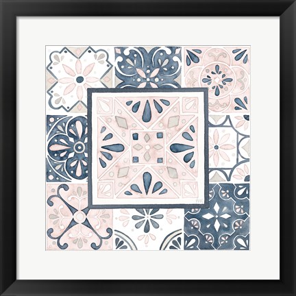 Framed Garden Getaway Patchwork V Blush Print