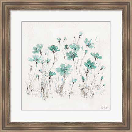 Framed Wildflowers III Turquoise Print