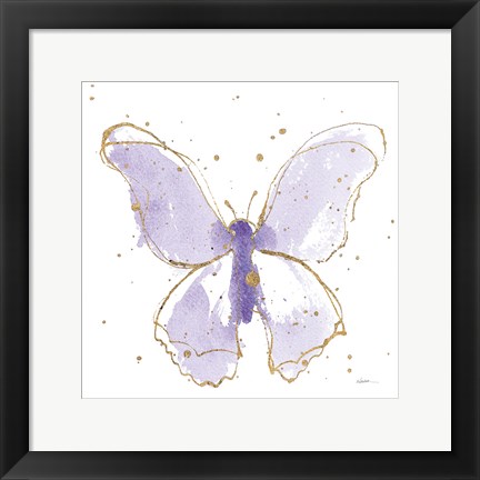 Framed Gilded Butterflies II Lavender Print