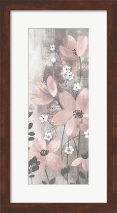 Framed Floral Symphony Blush Gray Crop I Print