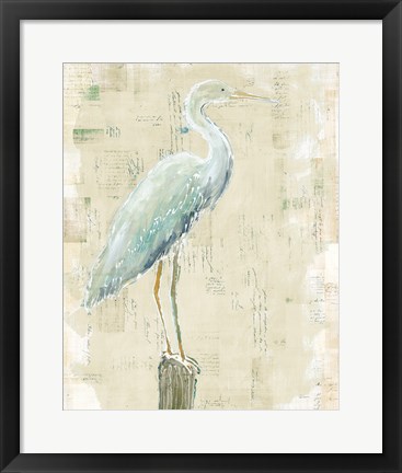 Framed Coastal Egret I v2 no Aqua Print