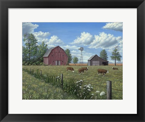 Framed Grazing Cattle Print