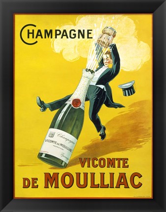 Framed Champagne Vicomte De Moulliac Print