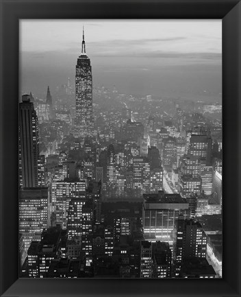 Framed 1960s Night View Manhattan Empire State Building Print