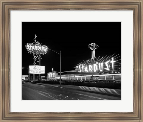 Framed 1960s Night Scene Of The Stardust Casino Las Vegas Print