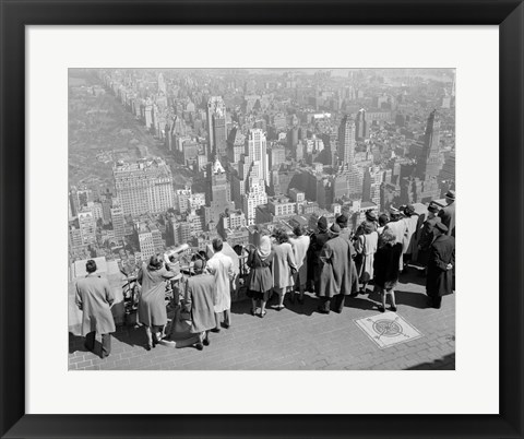 Framed 1940s Tourists Standing On Top Of A Building Print