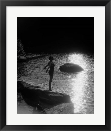 Framed 1920s Sunset Silhouette Of Anonymous Woman Print