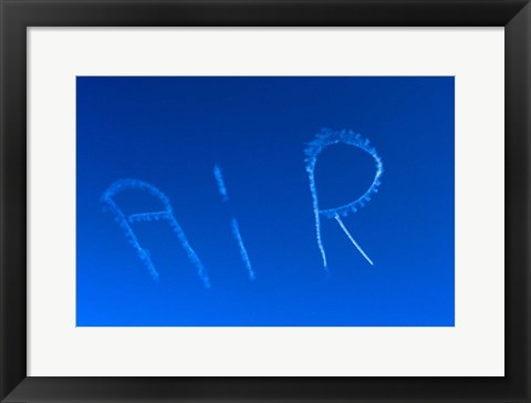 Framed Skywriting The Letters Air In Cloudless Sky Print