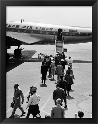 Framed 1950s Airplane Boarding Passengers Print