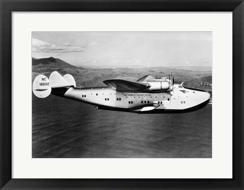 Framed 1930s 1940s Pan American Clipper Flying Boat Print