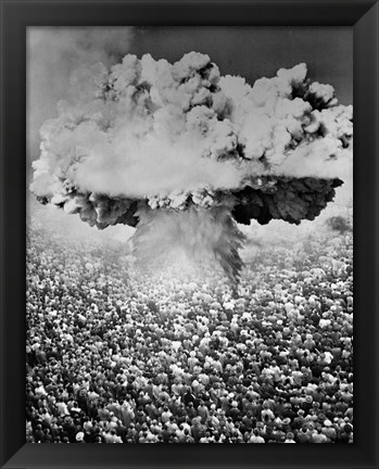 Framed 1950s 1960s Atomic Bomb Symbolic Montage Print