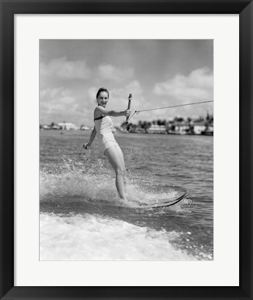 Framed 1950s Smiling Woman In Bathing Suit Print