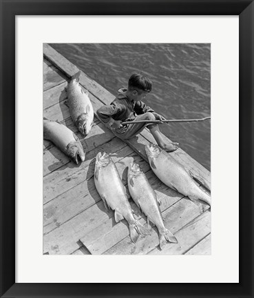 Framed 1930s Boy Seated On Dock Print