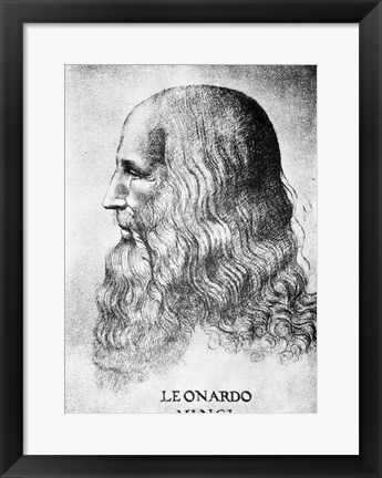 Framed Self Portrait Of Leonardo Da Vinci Circa 1512 Print