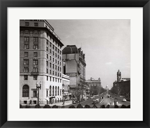 Framed 1940s Pennsylvania Avenue With Capitol Building Print