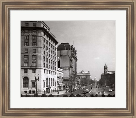 Framed 1940s Pennsylvania Avenue With Capitol Building Print