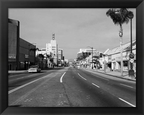 Framed 1960s Street Scene West Wilshire Blvd Los Angeles, California Print