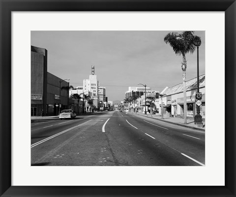 Framed 1960s Street Scene West Wilshire Blvd Los Angeles, California Print