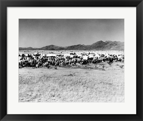 Framed Movie Still Of The Starting Line Of Oklahoma Land Rush 1893 Print