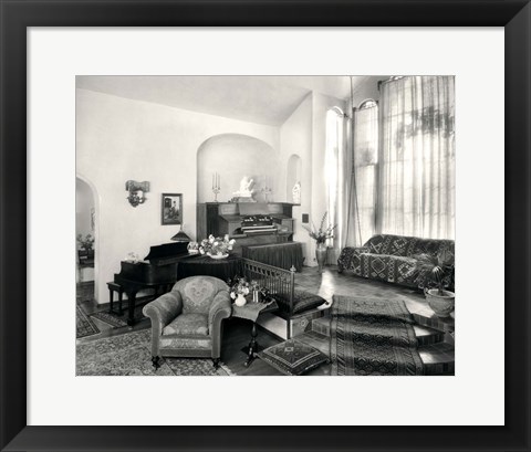 Framed 1920s Interior Upscale Music Room With Piano And Organ Print