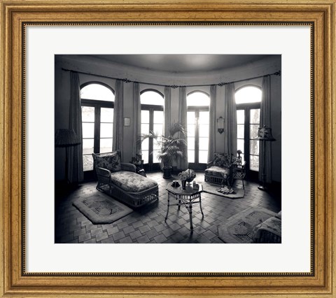 Framed 1920s Interior Upscale Solarium French Doors Windows Print