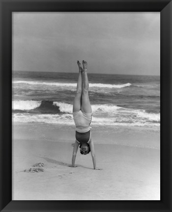 Framed 1930s Woman Doing Handstand Print