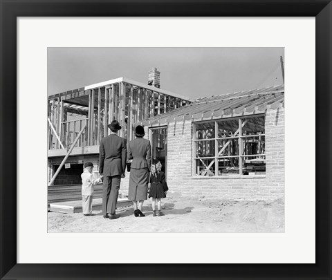 Framed 1950s Family Looking At New Home Print