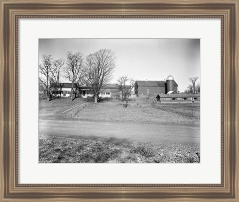 Framed 1920s Rural Farmhouse Farm Barn And Barnyard Print