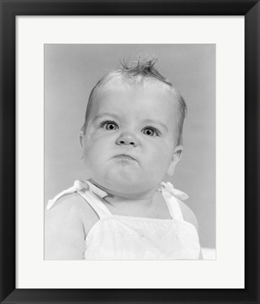 Framed 1950s 1960s Portrait Baby Angry Print